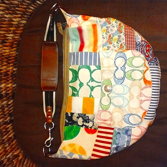 COACH Handbag Hobo Medium Colored Monogram Dust Cover Included - Picture 4 of 16